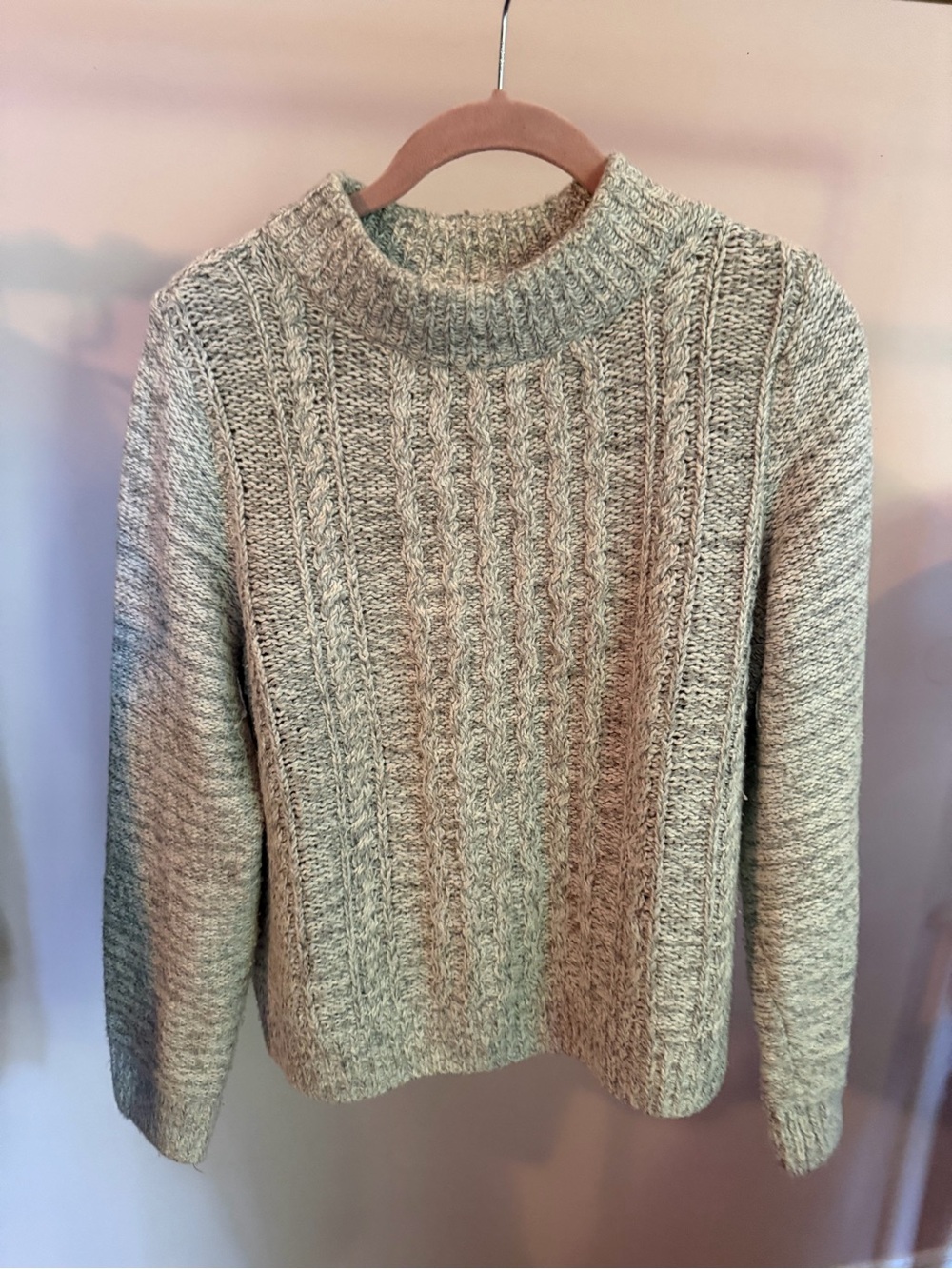 Tommy Hilfiger Cream Cable Knit Mock Neck Sweater - Size S